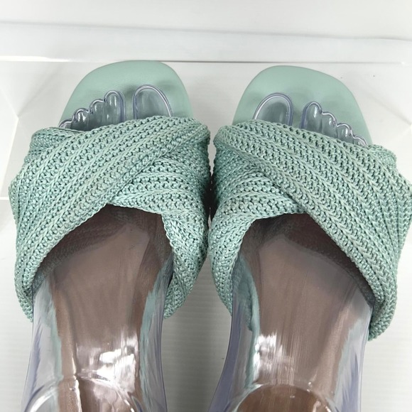 Nordstrom Size 7.5 Mint Green Knotted Slide Beachy Flat Sandals Womens - Picture 6 of 9